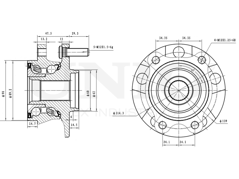 Ступица передняя (с ABS) UNIO HUB-20155