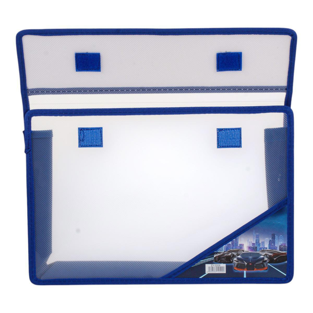 Папка А4 на кнопке, прозрачный пластик, дизайн на уголке, 50мм, микс 12 дизайнов