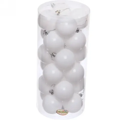 Новогодние шары 6 см (набор 24 шт) «Глянец», белый