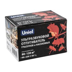 UDR-E14 WHITE Ультразвуковой отпугиватель насекомых и грызунов. 220В. Площадь до 120м2. Белый. TM Uniel