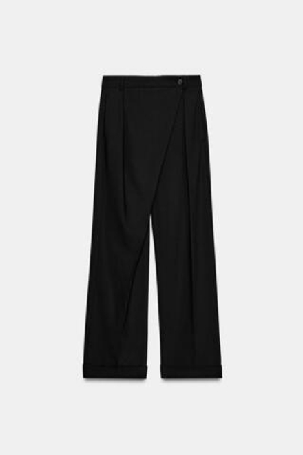 ZARA БРЮКИ С АСИММЕТРИЧНЫМ ПОЯСОМ — ZW COLLECTION, ЧЕРНЫЙ