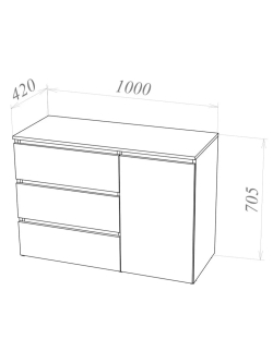 Комод-26 Белый/Кр.золотой