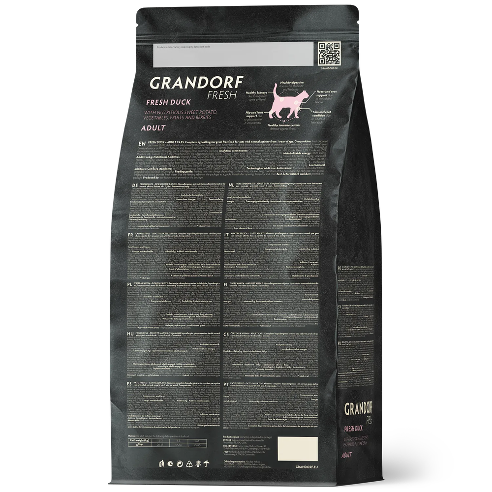 GRANDORF FRESH Свежее мясо утки с бататом для взрослых кошек