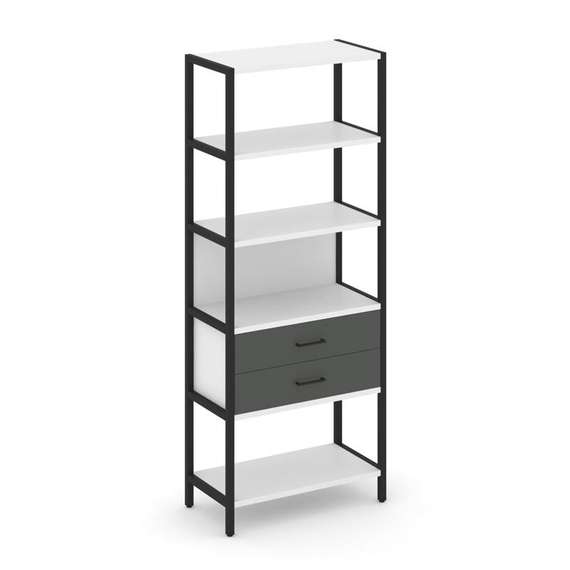 Shelf System Односекционный стеллаж пятиярусный с ящиками SN.STM-512 Белый/Антрацит/Металл Черный 81