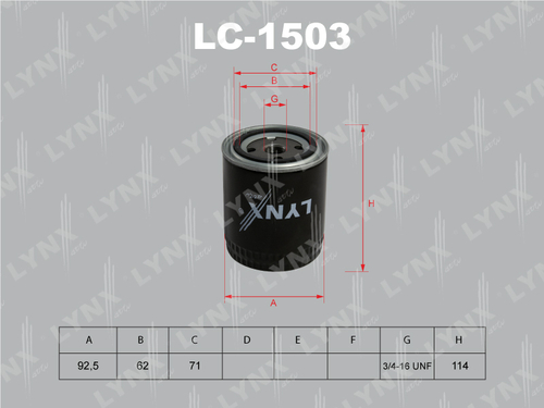 Фильтр масляный    LYNX    LC-1503