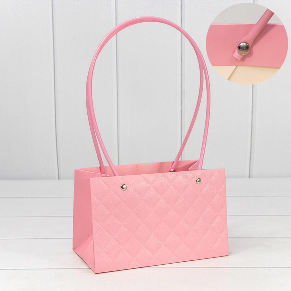 Пакет подарочный 19х12х10.5см Ваза для цветов "Ромбы" (Зеленый)