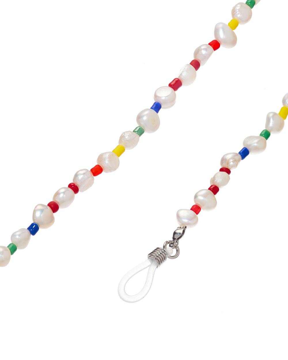 Цепочка на очки, жемчуг, цветные вставки разделители