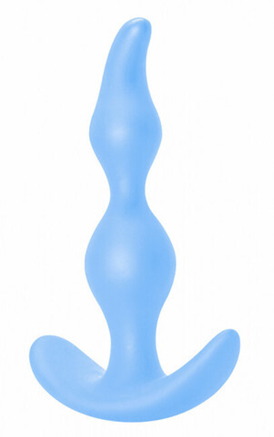 Силиконовый анальный стимулятор для ношения Bent Anal Blug (11,5 см , нежно-голубой) (Цвет: нежно-голубой)