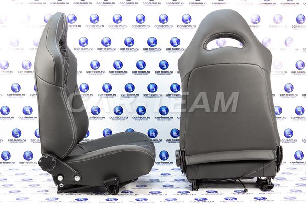 Сиденья "Recaro" (Рекаро) в сборе на ВАЗ 2108, 2109, 21099, 2113, 2114, 2115 из экокожи с узором "Одинарный ромб 4см"