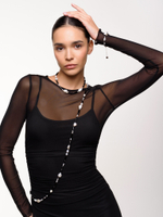 Чокер "Chess queen" с черным агатом Silver