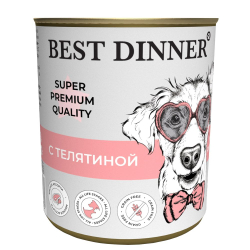 Влажный корм Best Dinner Super Premium для собак и щенков с телятиной, банка 340г