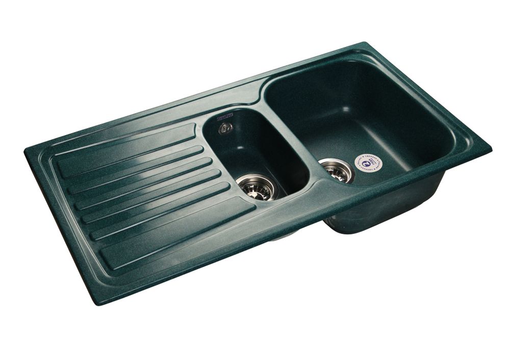 GRANFEST Мойка мрамор STANDART GF-S--940KL  1,5 чаши+крыло 940*495мм    зеленый арт.GF-