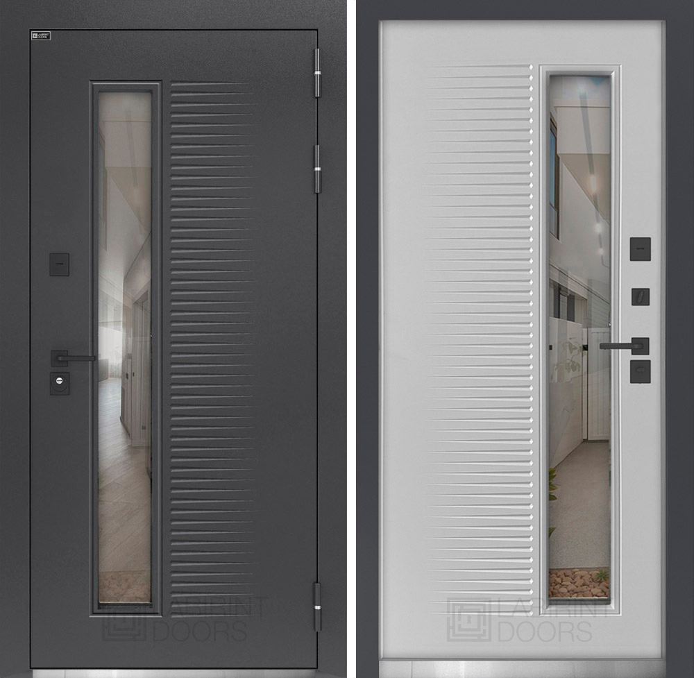 Входная дверь с терморазрывом и стеклопакетом Входная Лабиринт Фрост 7024 - Веллюто ферро