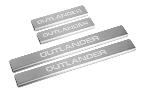 Накладки на пороги AutoMax для Mitsubishi Outlander 2005-2012, нерж. сталь, с надписью, 4 шт., AMMIOUT01