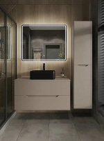 Тумба с раковиной Orange Line 100 Li-100TuLMDF+B02-460MB латте/черный