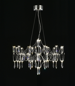 Подвесная люстра светодиодная с пультом и хрустальными подвесками Asfour MyFar Ileria MR2651-57P-76AP