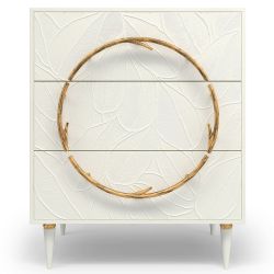 Комод Арт Колор leaves Классик Голд с 3 ящиками Белый опал