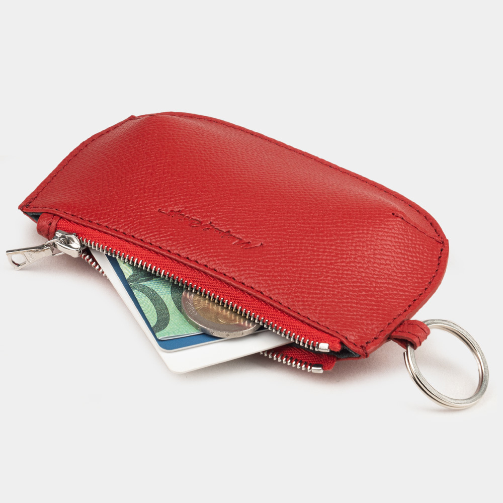 Ключница-кошелек Chatelain из кожи сафьяно, красного цвета