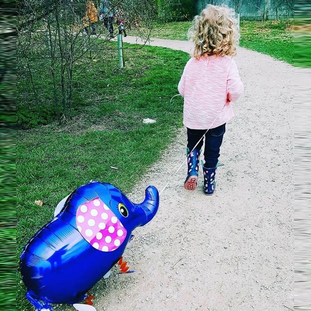 Шар (28"/71 см) Ходячая Фигура, Слоник, Синий 1 шт.