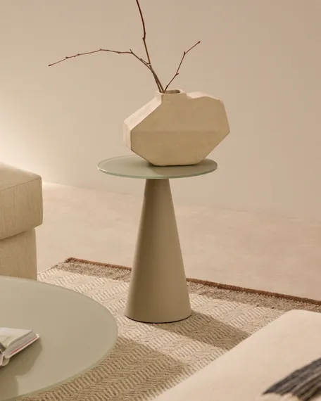 Приставной столик Wilshire Ø35х45 см серый, сталь, стекло