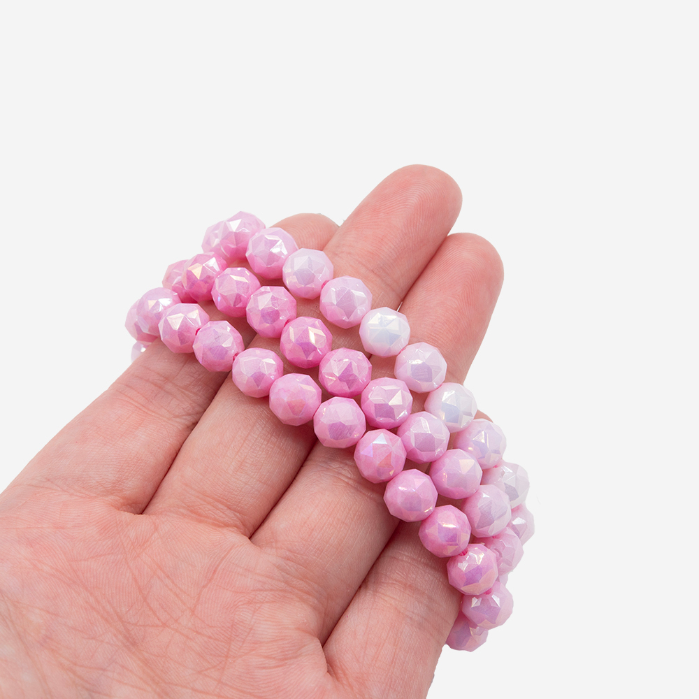 Хрустальные бусины, оттенок "Роза", 8мм, шар, микроогранка