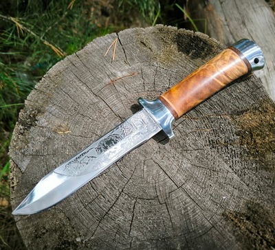 Кованый нож НС-79 Орешник, с алюминиевыми вставками (Златоуст)