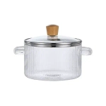 Кастрюля стеклянная термостойкая 1,6 л D 18 см с крышкой, в подарочной упаковке