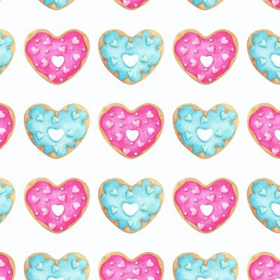 Романтичные пончики с  розовой  и голубой глазурью