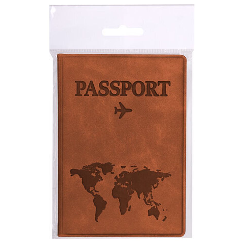Обложка для паспорта "Passport Map", мягкая экокожа, коричневая, STAFF, 238876