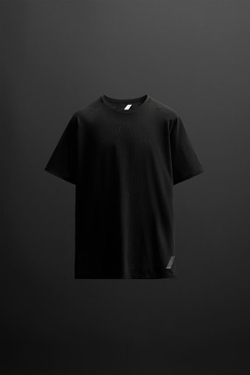 ZARA ПЕРФОРИРОВАННАЯ СПОРТИВНАЯ ФУТБОЛКА, ЧЕРНЫЙ