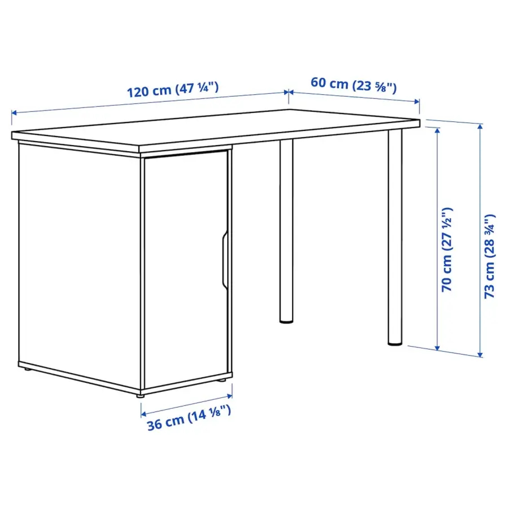 Письменный стол с ящиком - IKEA LAGKAPTEN/ALEX, 120х60 см, под беленый дуб/белый, ЛАГКАПТЕН/АЛЕКС ИКЕА