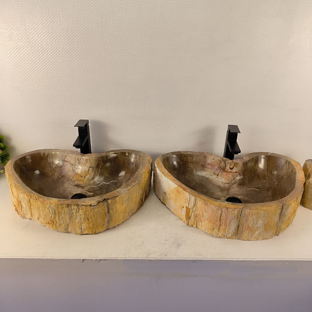 Раковина из окаменелого дерева ПАРА! OD-74357 67*46*15 2шт
