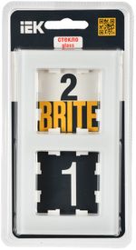 BRITE Рамка 2-местная РУ-2-2-Бр стекло белый матовый IEK