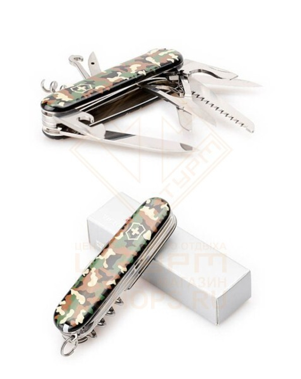 Нож многофункциональный Victorinox Huntsman 91 мм, Woodland