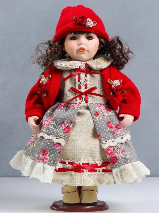 Кукла керамическая фарфоровая Лиза в платье 30 см