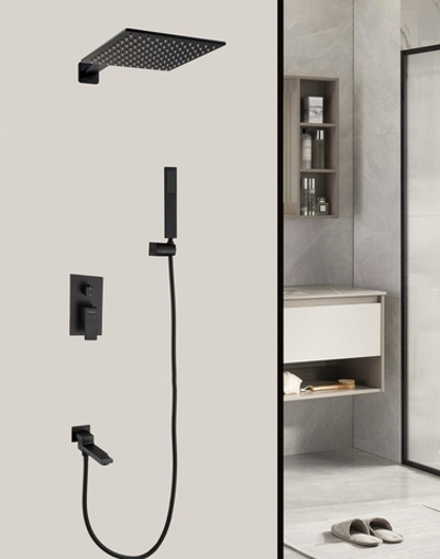 34095-C Смеситель встраиваемый для душа с 3-функ. (ЧЕРНЫЙ) HansenPRO (5/1шт)