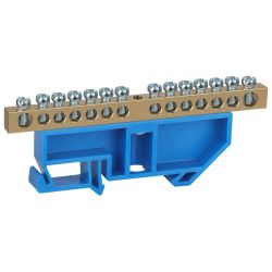 Шина ЭРА NO-222-48 N ноль на DIN-изоляторе ШНИ-6х9-14-Д-синий