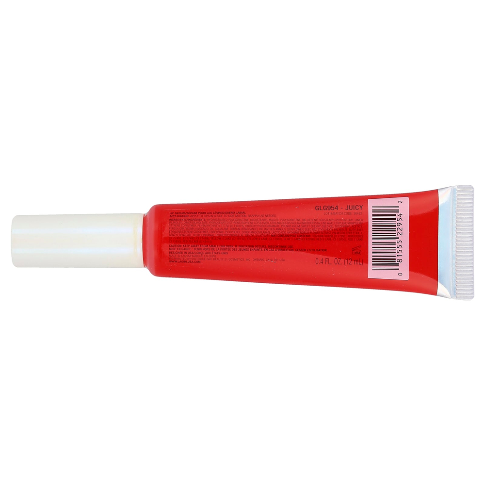 L.A. Girl, Glazed Lippie, сыворотка для губ, GLG954 Juicy, 12 мл (0,4 жидк. унции)