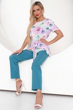 Костюм брючный Флай (принт/бирюза) К11-37/7 Nikol