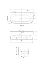 Ванна акриловая матовая 180х80 Cezares METAURO-INT-Wall-180-80-60-W-MATT