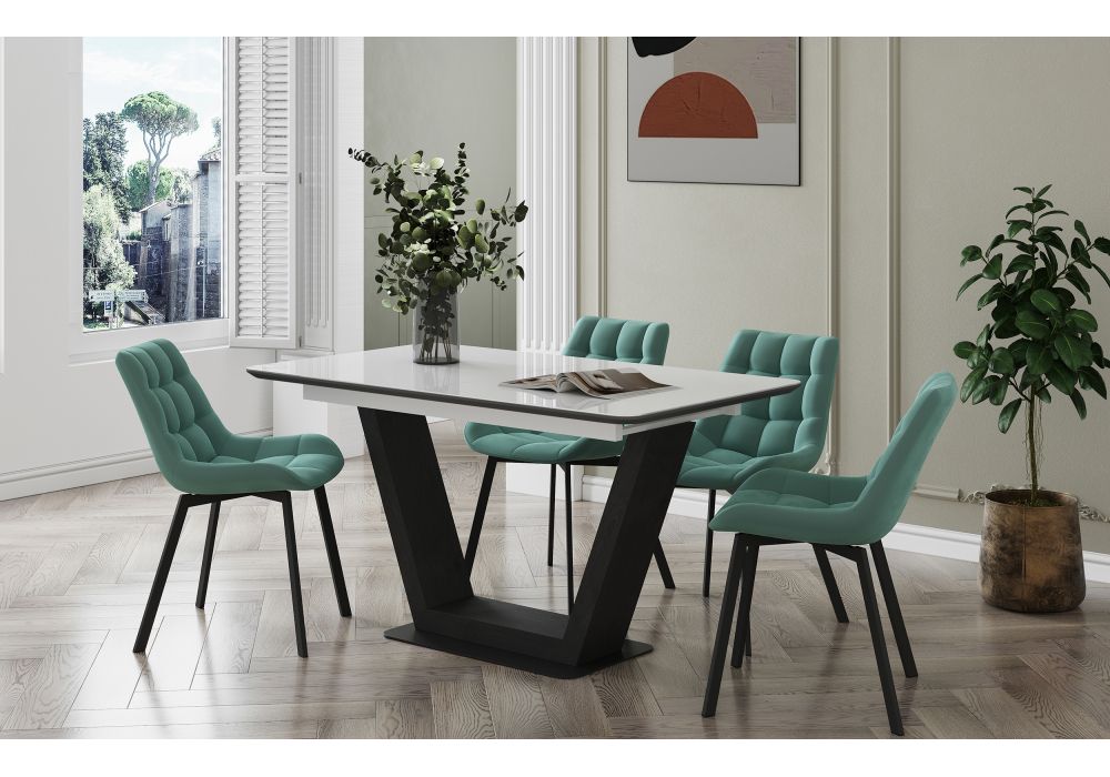 Стол на тумбе Иматра 140(180)х80х75 ультра белый / черный