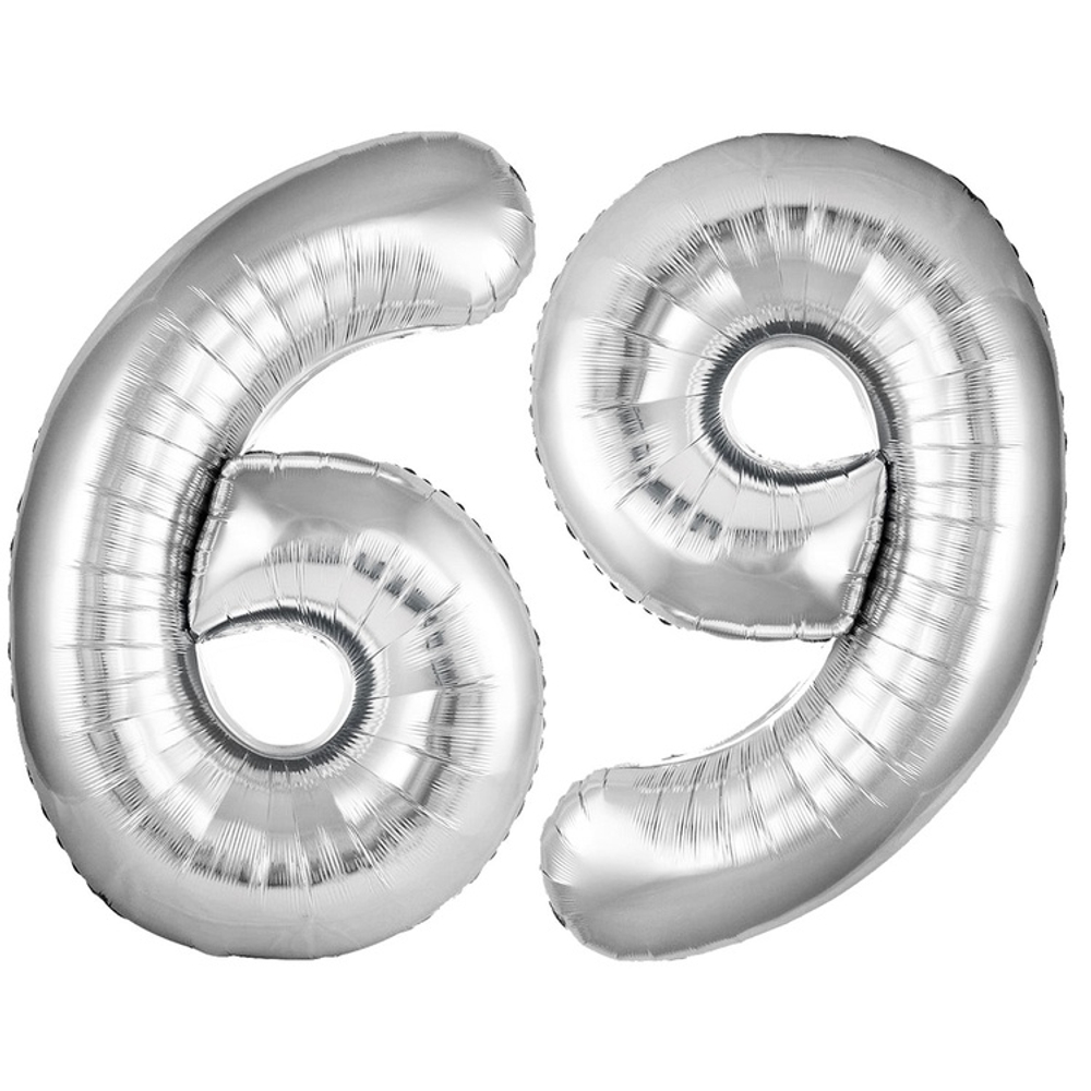 Шар фольгированный Цифра 9 101 см (Серебряный)