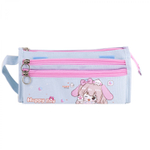 Пенал - косметичка Alingar, ткань, молния, 2 отделения, 2 боковых кармана, липучка, петля, 200 х 90 х 45 мм, "Happy Day", микс (розов, голуб, сиренев)