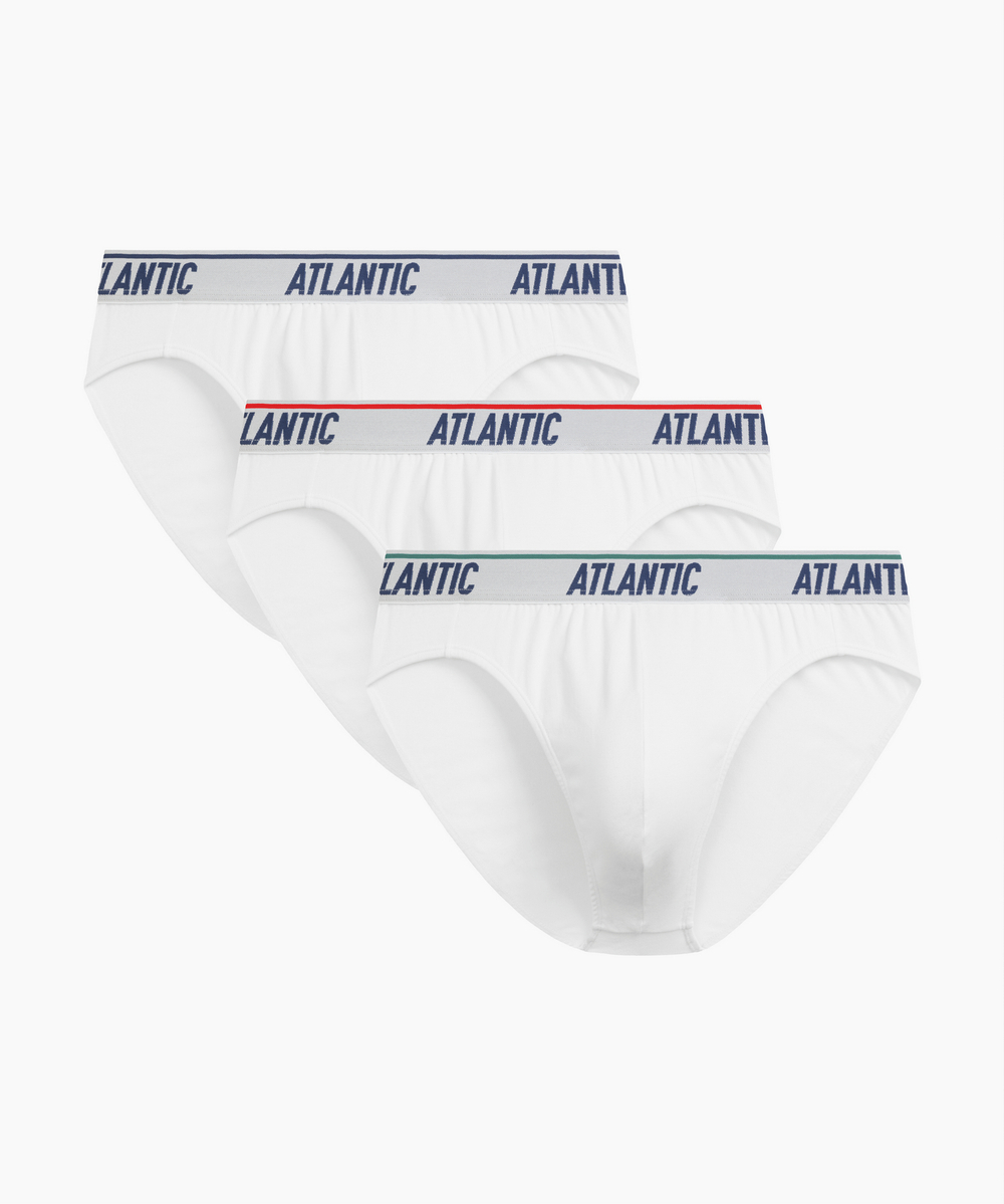 Мужские трусы слипы спорт Atlantic, набор 3 шт., хлопок, белые, 3MP-219