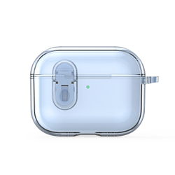 Чехол синий прозрачный для наушников AirPods Pro 3, серия PECL Series от Dux Ducis, в комплекте с карабином