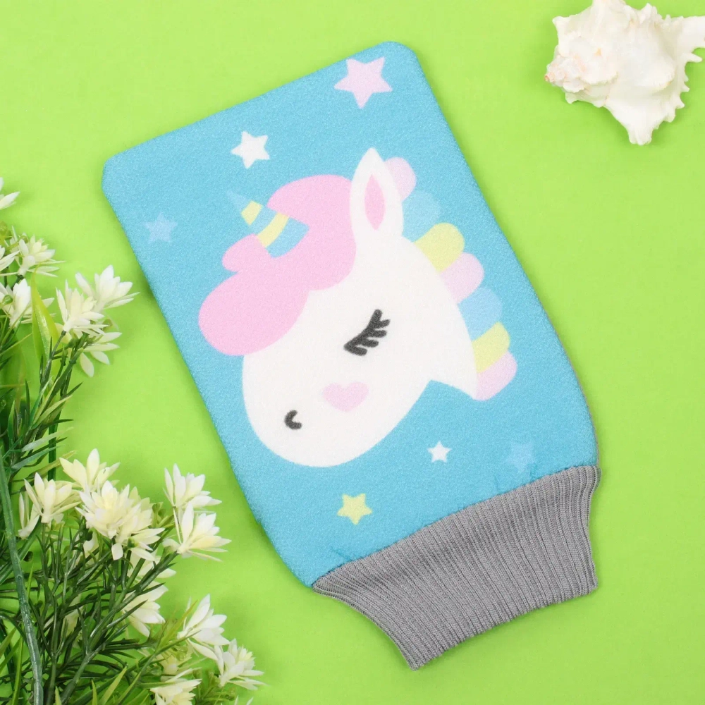 Мочалка-варежка для тела детская «Water Magic - Единорожек Лучик», цвет голубой, 24,5*14 см (ZIP пакет)