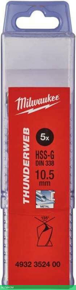 Сверло по металлу Milwaukee Thunderweb HSS-G 10.5x133мм 5шт (4932352400)