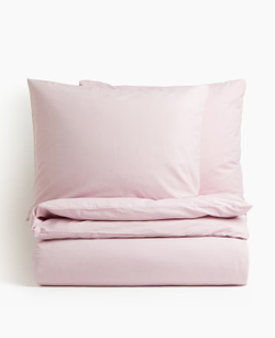 H&M Хлопковое двойное постельное белье, розовый