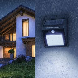 Светильник уличный ЭРА ERAFS064-04 настенный с датчиком движения на солнечной батарее 20LED 60 lm | Садовые фасадные светильники