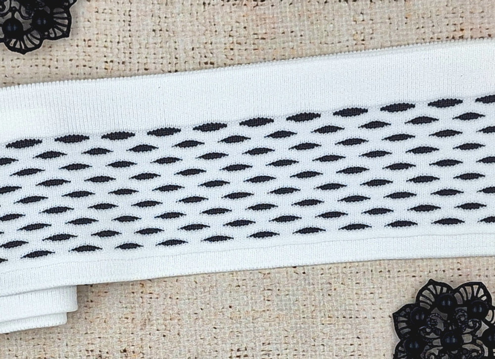 Подвязы двусторонние, ш. 7,5 см, L 100 см, белый с чёрным